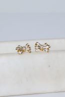 Maya Gold Rhinestone Bow Earrings