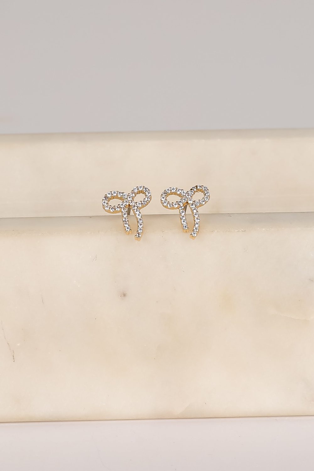 Daniella Gold Rhinestone Bow Earrings - Image 4