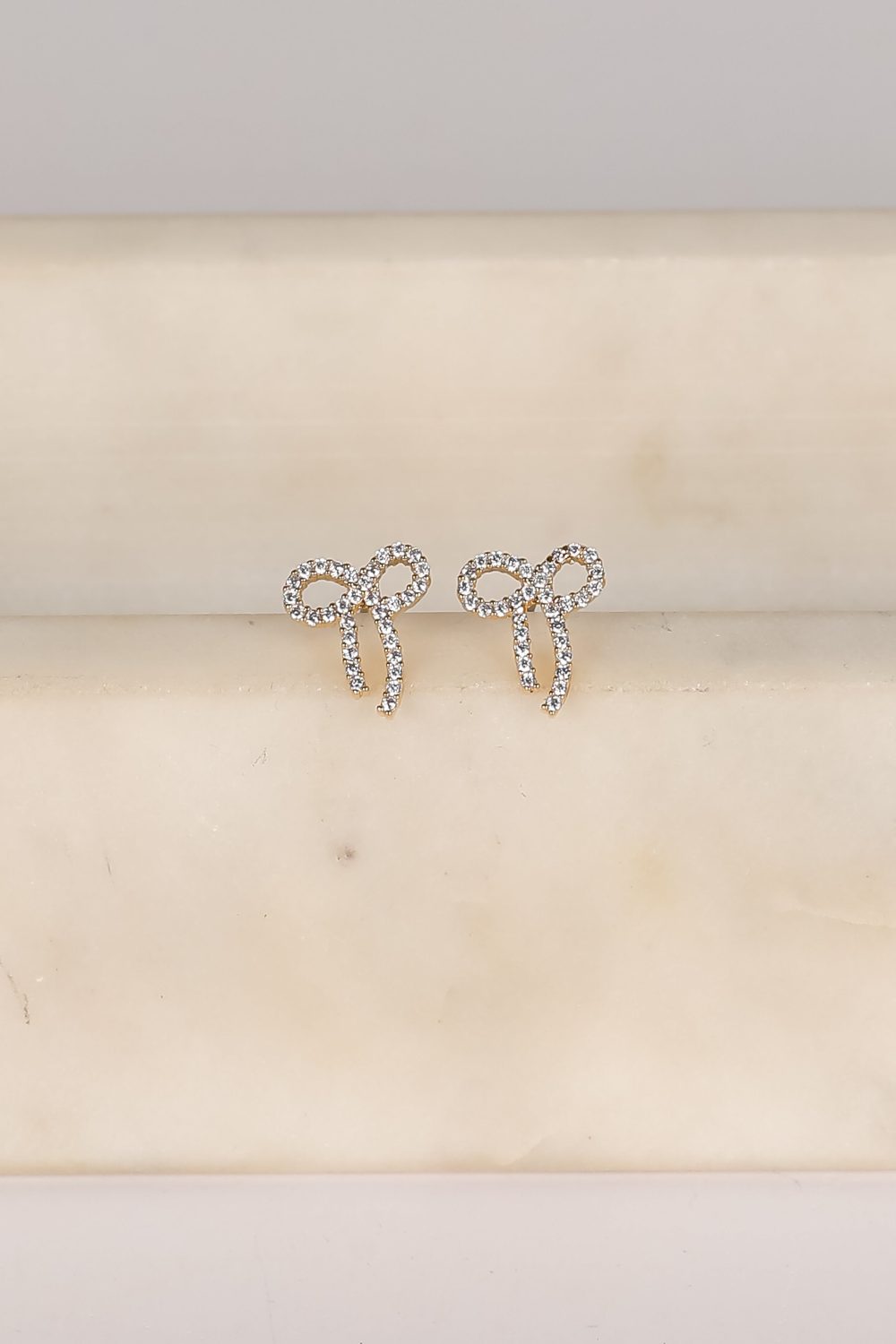 Daniella Gold Rhinestone Bow Earrings - Image 2