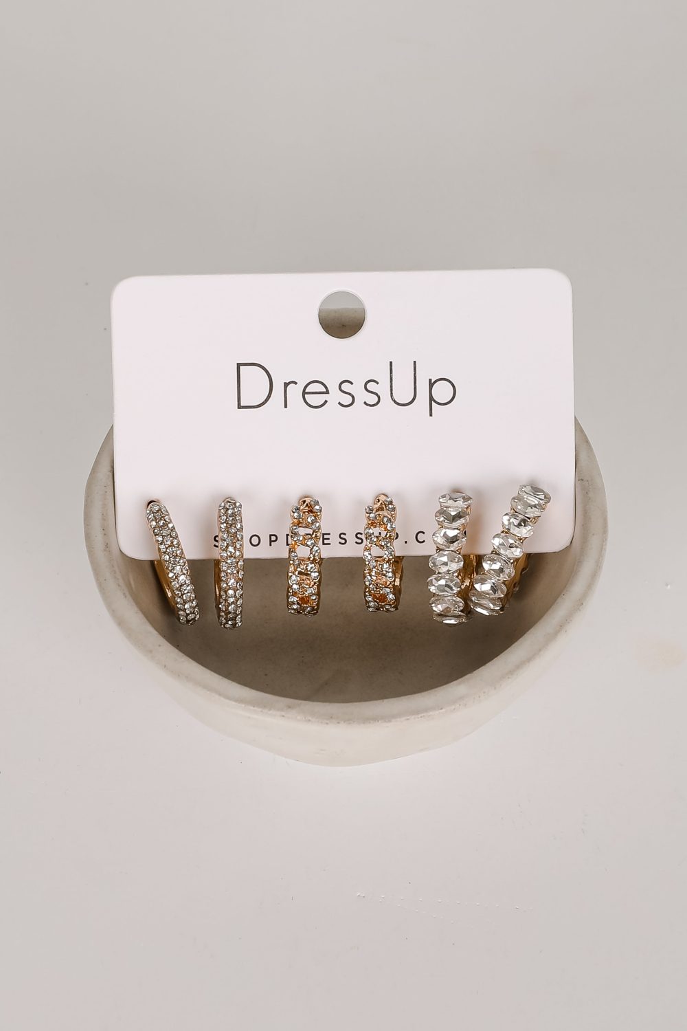 Alissa Gold Rhinestone Hoop Earring Set - Image 7