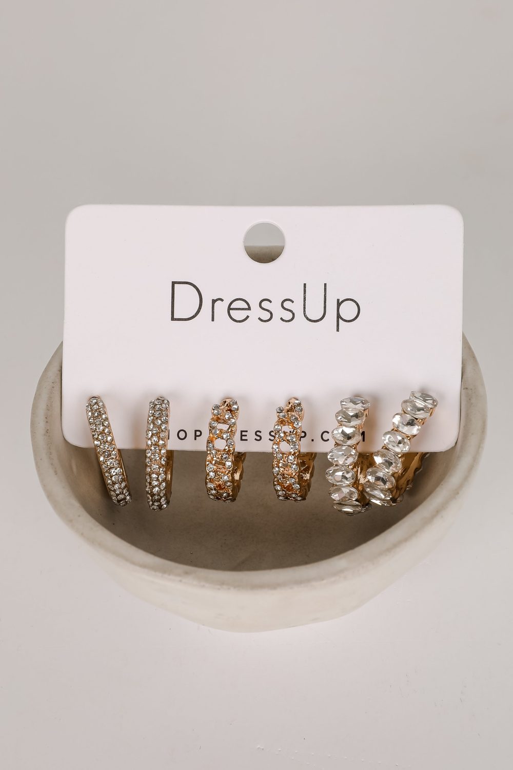 Alissa Gold Rhinestone Hoop Earring Set - Image 4