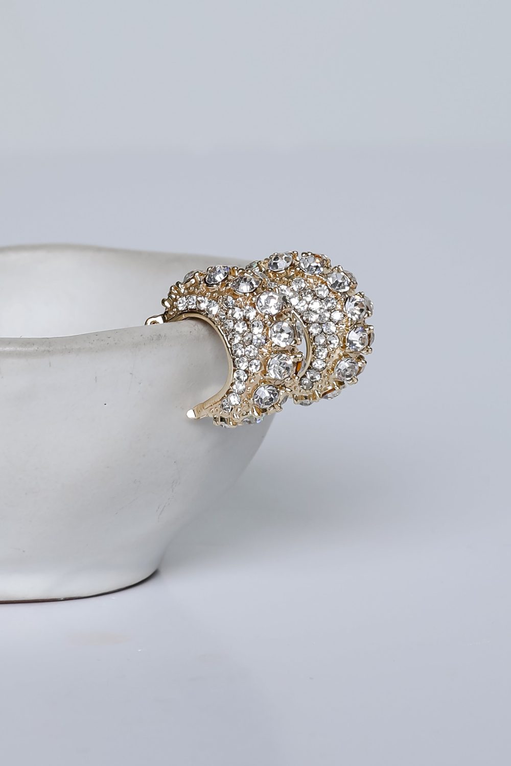 Maria Gold Rhinestone Hoop Earrings - Image 2