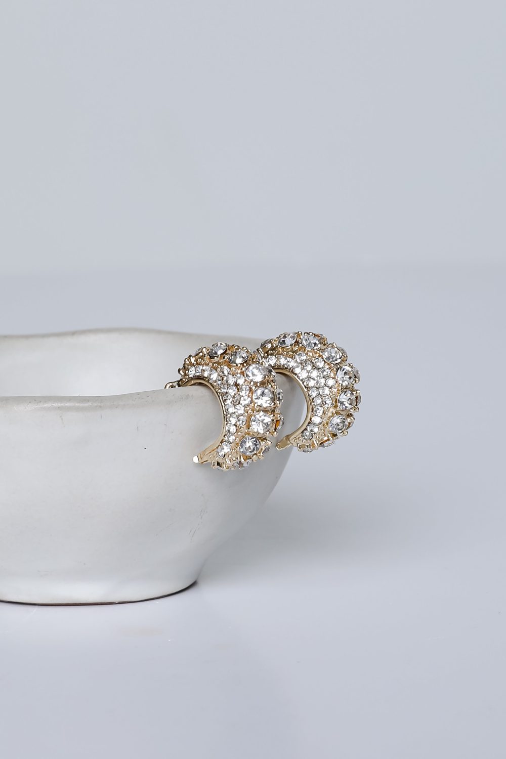 Maria Gold Rhinestone Hoop Earrings - Image 3