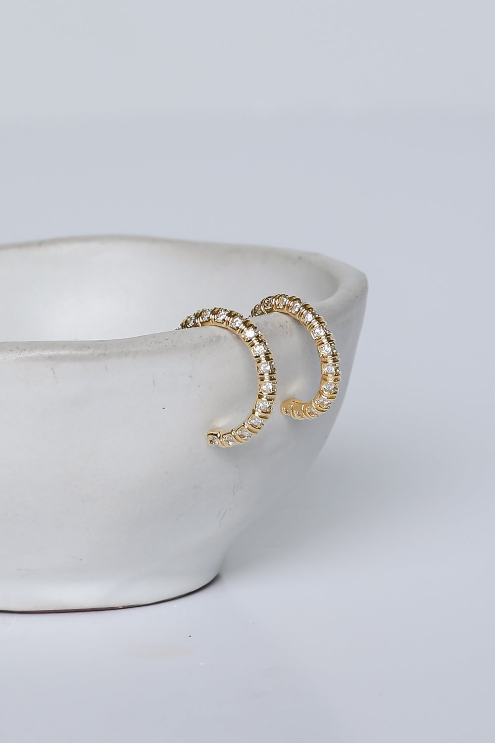 Isla Gold Rhinestone Mini Hoop Earrings - Image 2