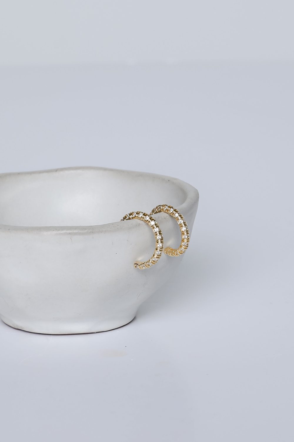 Isla Gold Rhinestone Mini Hoop Earrings - Image 3