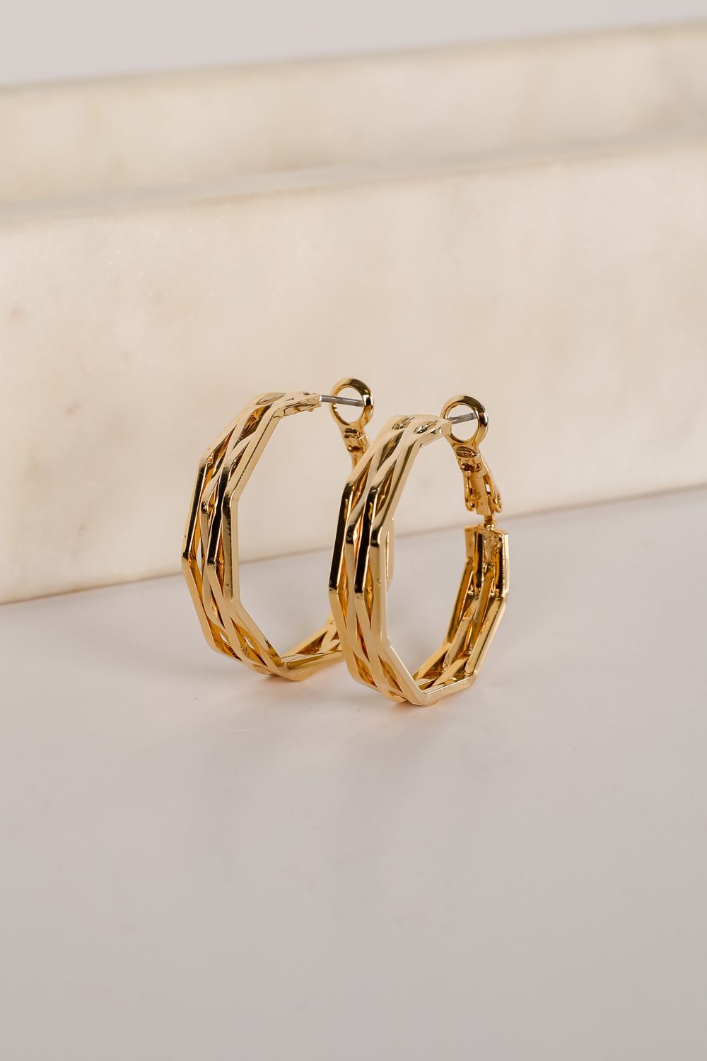 Lisa Gold Textured Hoop Earrings - Image 2