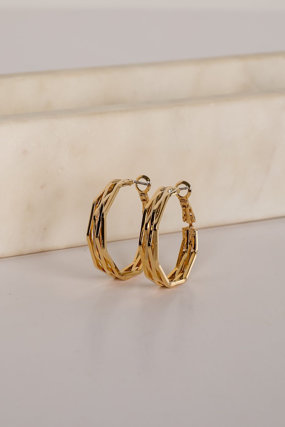 Lisa Gold Textured Hoop Earrings - Image 3