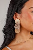 Scarlett Taupe Straw Statement Drop Earrings
