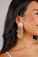 Scarlett Taupe Straw Statement Drop Earrings