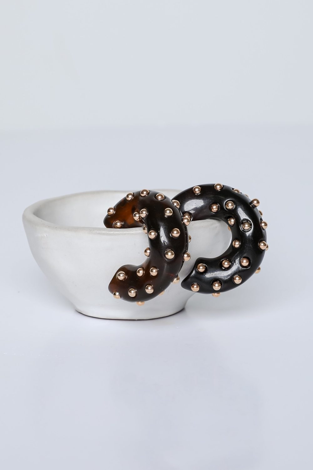 Anna Tortoise Studded Acrylic Hoop Earrings - Image 3