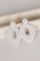 Jackie White Beaded Statement Earrings